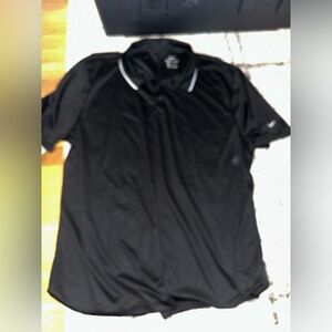 EUC NIKE Mens‎ XLarge Dri-Fit Golf Polo Shirt Stretch Black WHITE TOP XL